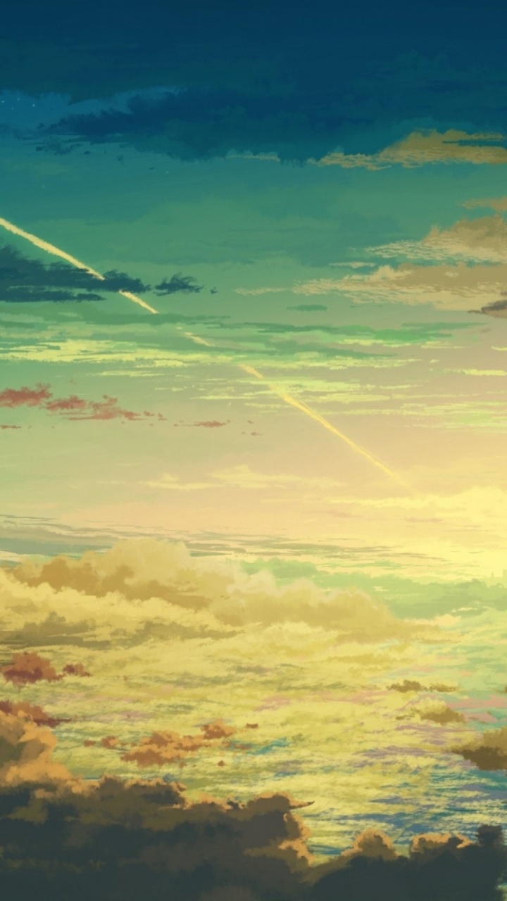 Обои облако, живопись, закат, арт, дневное время в разрешении 720x1280