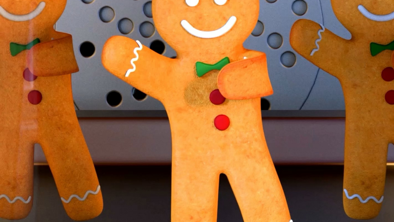 Обои Новый год, Рождество, Апельсин, игрушка, имбирный пряник в разрешении 1280x720