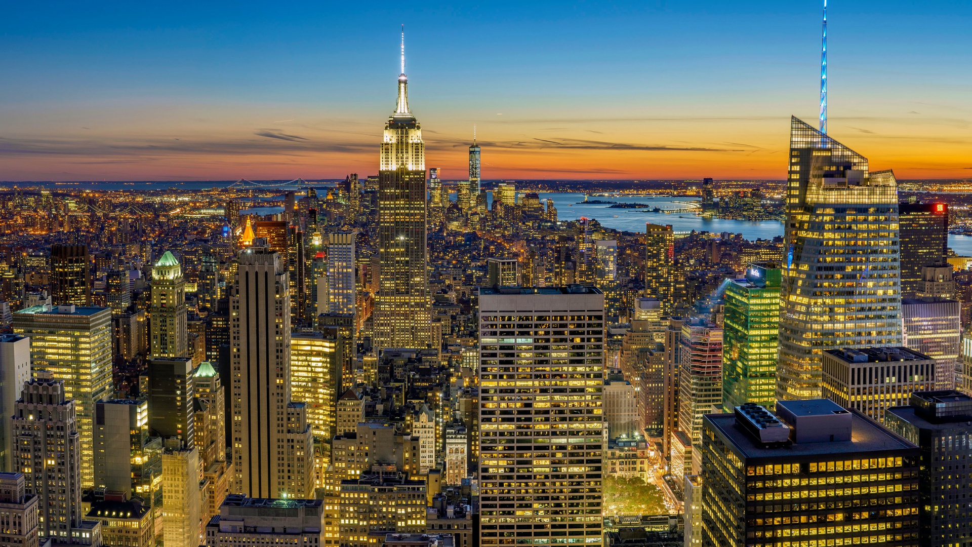 Обои Microsoft Surface, Microsoft Surface Studio, окраина Нью-Йорка, Бруклин, верхний Манхэттен в разрешении 1920x1080