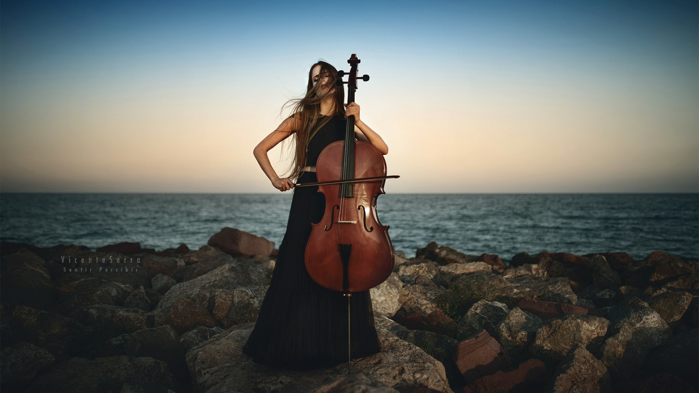 Обои классическая музыка, виолончель, скрипка, инструментальная композиция, скрипка семья в разрешении 1366x768