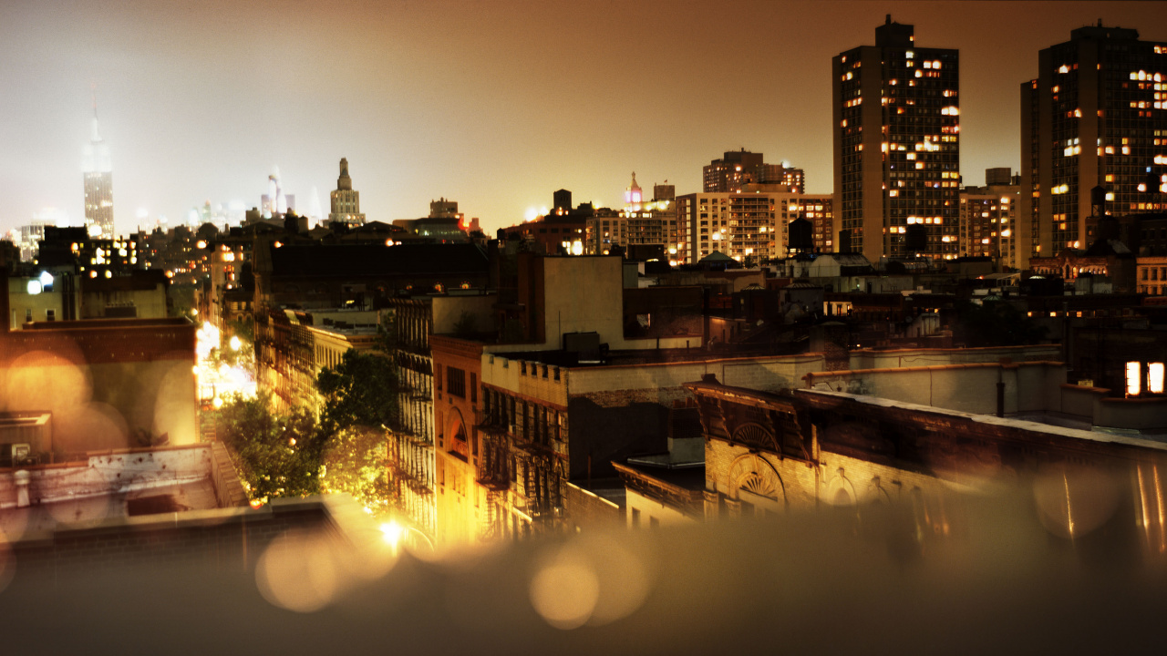 Обои отражение, городской пейзаж, город, линия горизонта, городской район в разрешении 1280x720