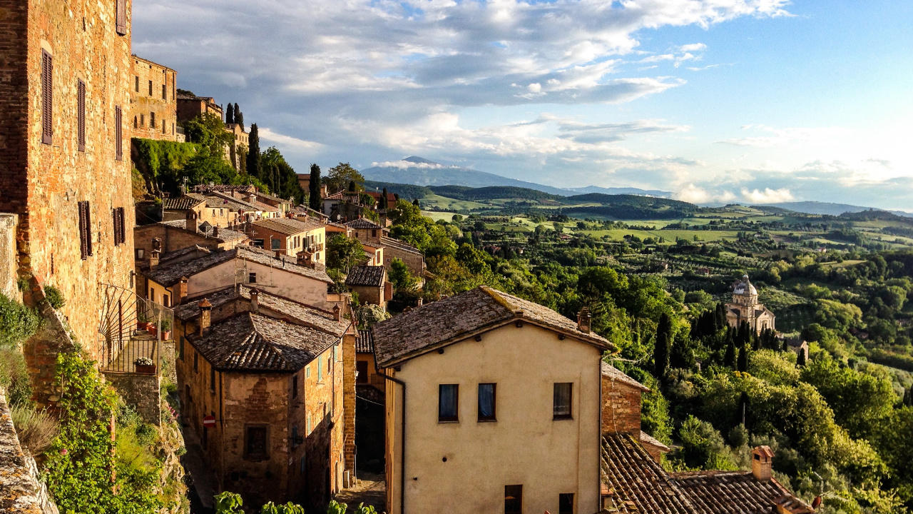 Обои Монтепульчано, городок, крыша, деревня, город в разрешении 1280x720