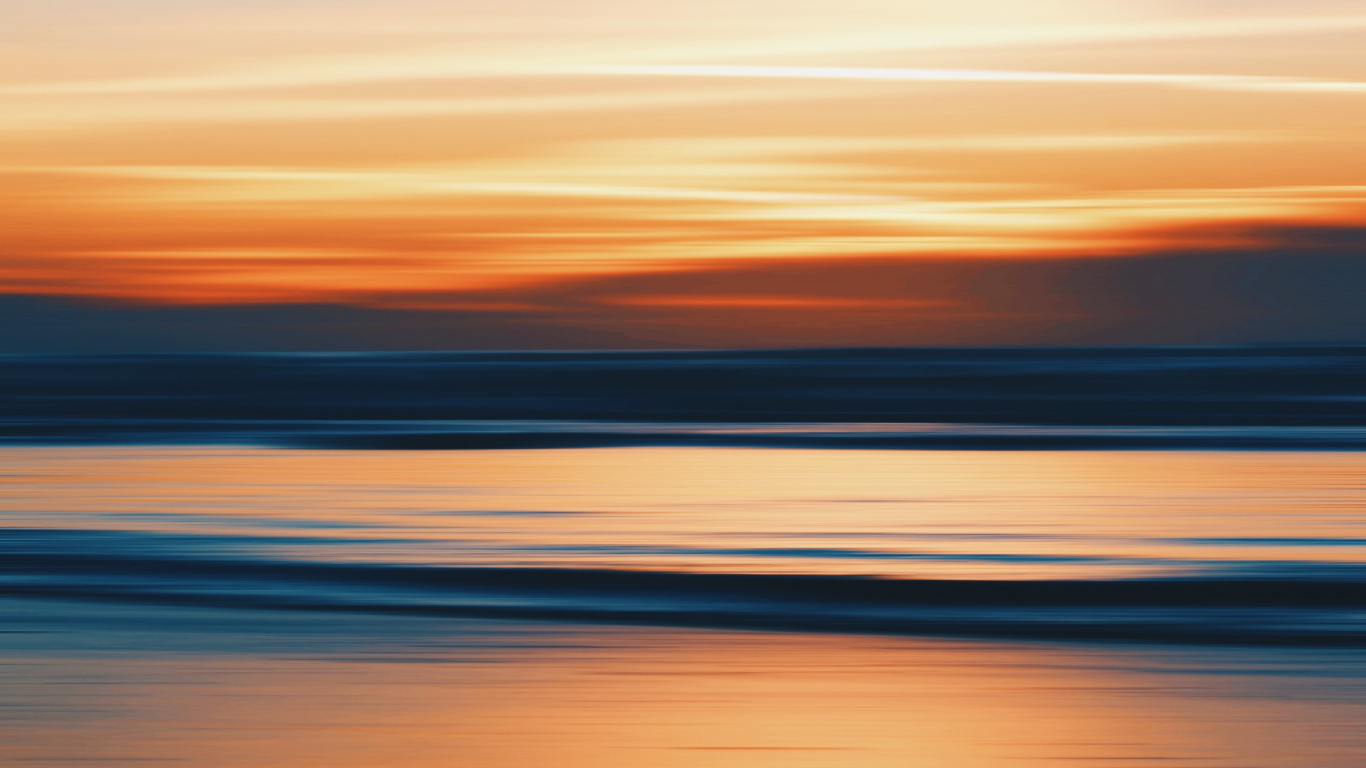 Обои закат, горизонт, послесвечение, море, природа в разрешении 1366x768