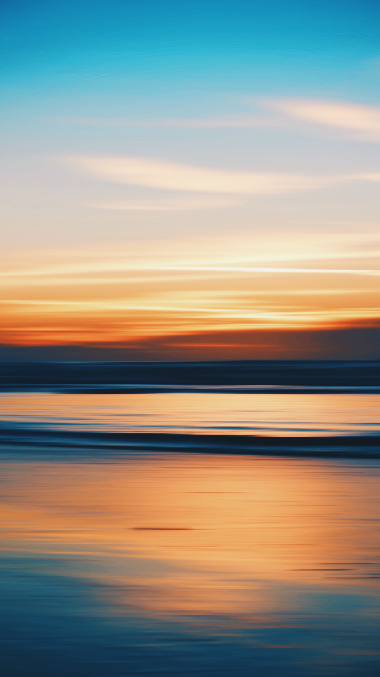 Обои закат, горизонт, послесвечение, море, природа в разрешении 750x1334