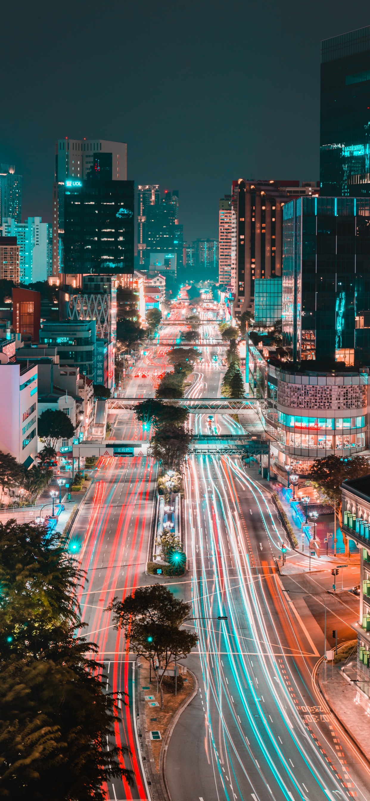 Обои городской пейзаж, метрополия, городской район, город, ночь в разрешении 1242x2688