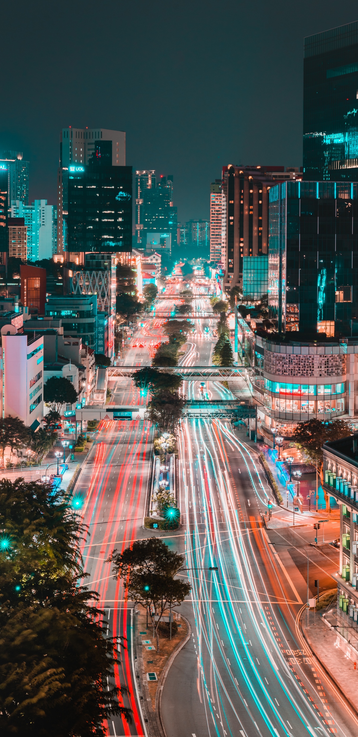 Обои городской пейзаж, метрополия, городской район, город, ночь в разрешении 1440x2960