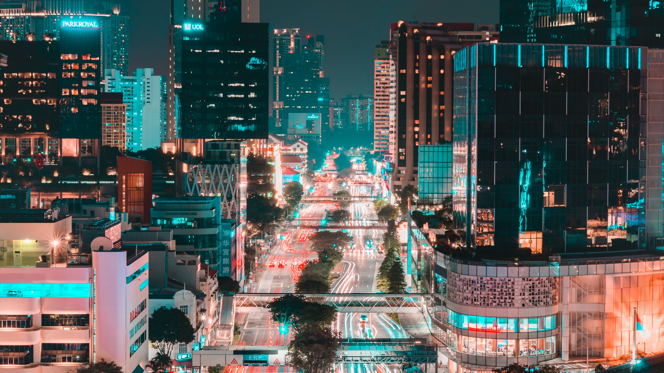 Обои городской пейзаж, метрополия, городской район, город, ночь в разрешении 2560x1440