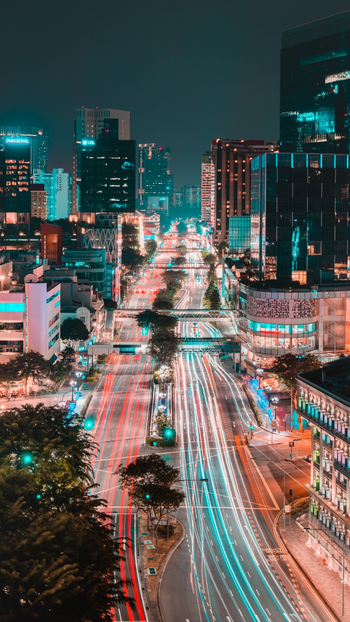 Обои городской пейзаж, метрополия, городской район, город, ночь в разрешении 720x1280