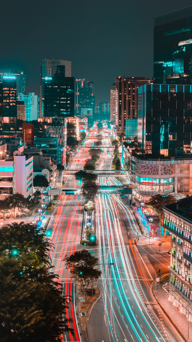 Обои городской пейзаж, метрополия, городской район, город, ночь в разрешении 750x1334