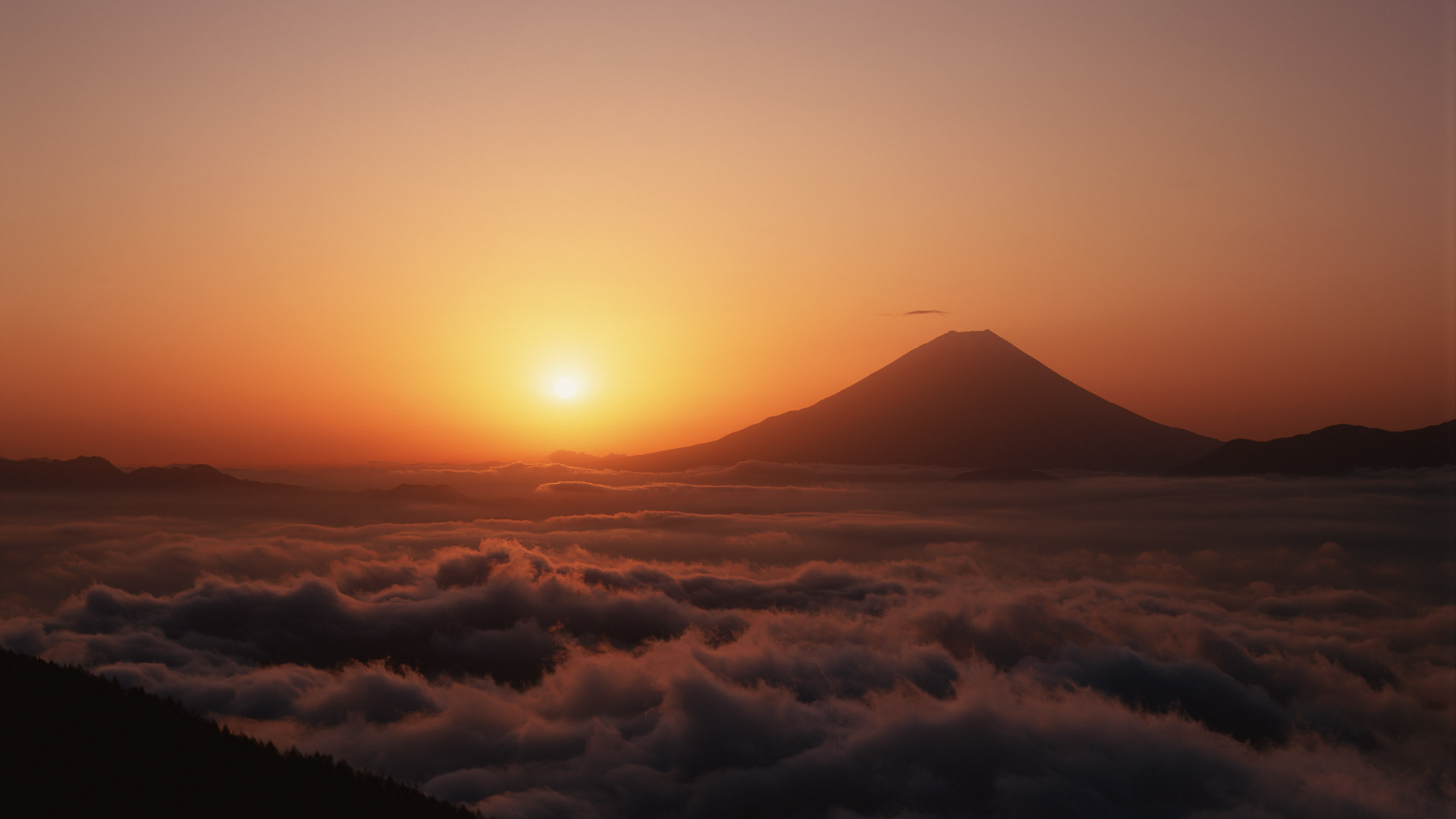 Обои восход солнца, горизонт, послесвечение, закат, утро в разрешении 1920x1080