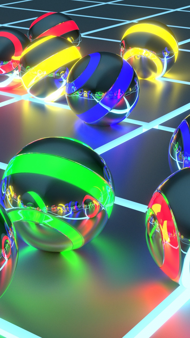 Обои свет, круг, неон, технологии, графика в разрешении 720x1280
