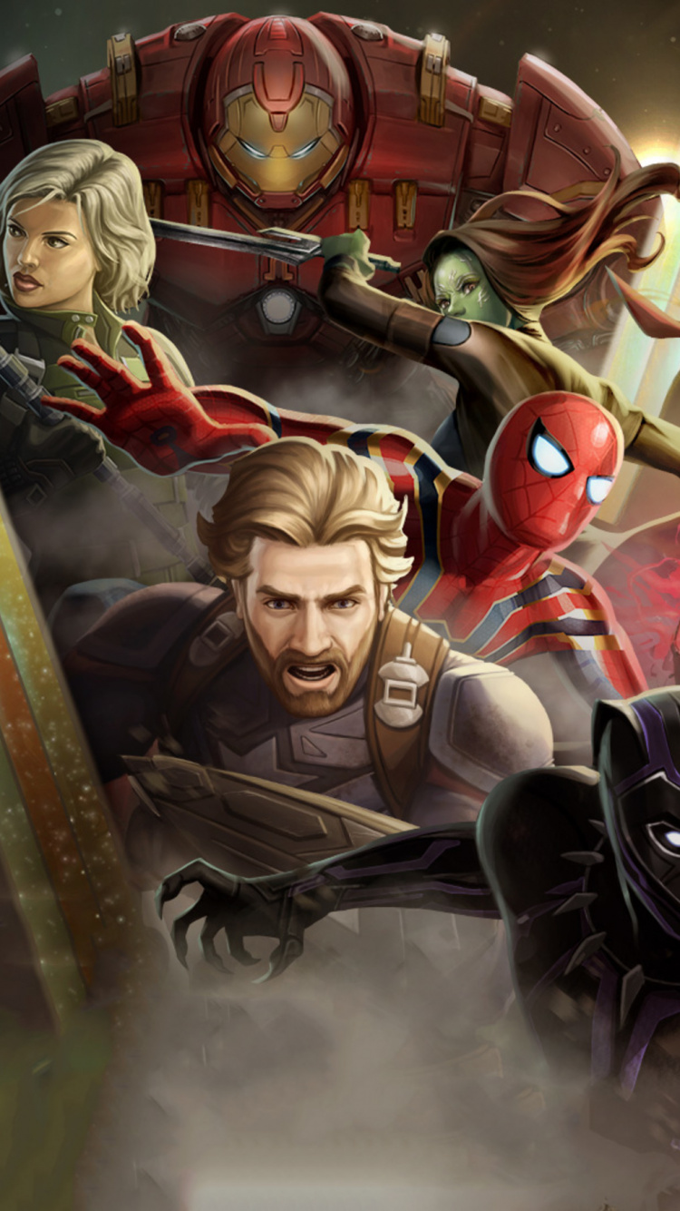 Обои Marvel конкурс чемпионов, Мстители: Война бесконечности, Танос, человек-паук, мифология в разрешении 750x1334