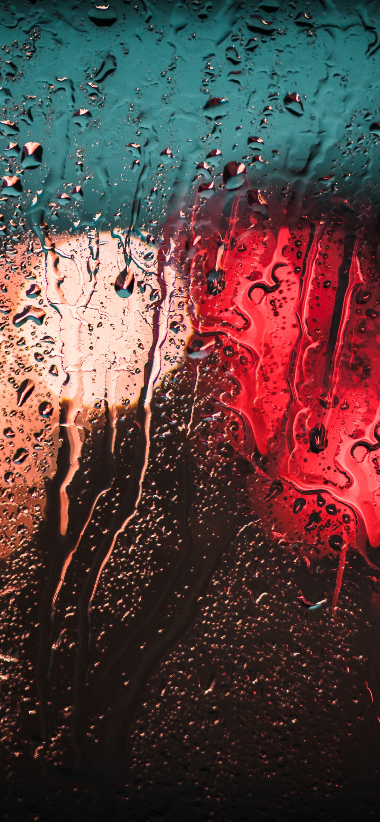 Обои красный цвет, вода, графика, темнота, арт в разрешении 1242x2688