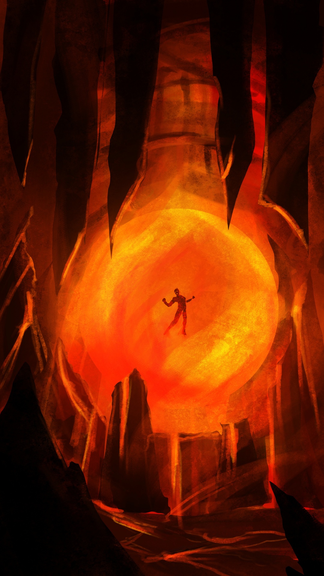 Обои тепло, пламя, Апельсин, огонь, вымышленный персонаж в разрешении 1080x1920
