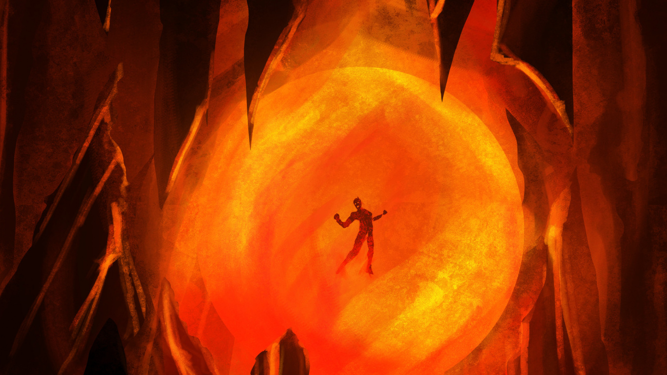 Обои тепло, пламя, Апельсин, огонь, вымышленный персонаж в разрешении 1366x768