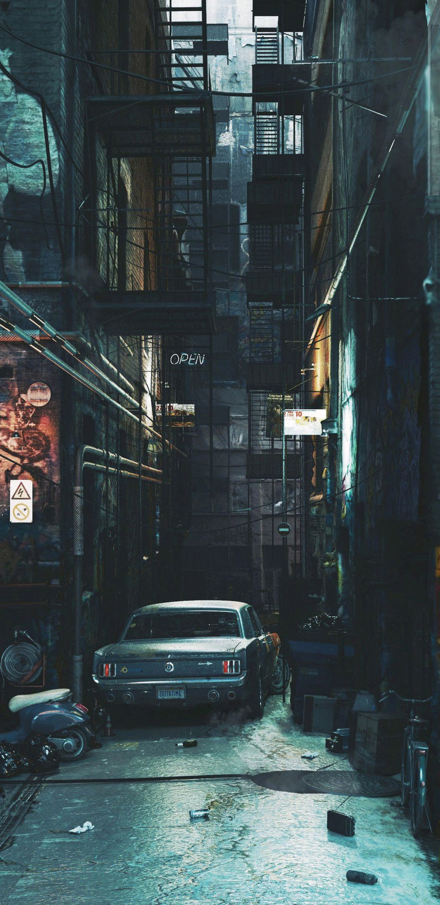 Обои Сан Франциско, арт, эстетика, произведение искусства, легковые автомобили в разрешении 1440x2960