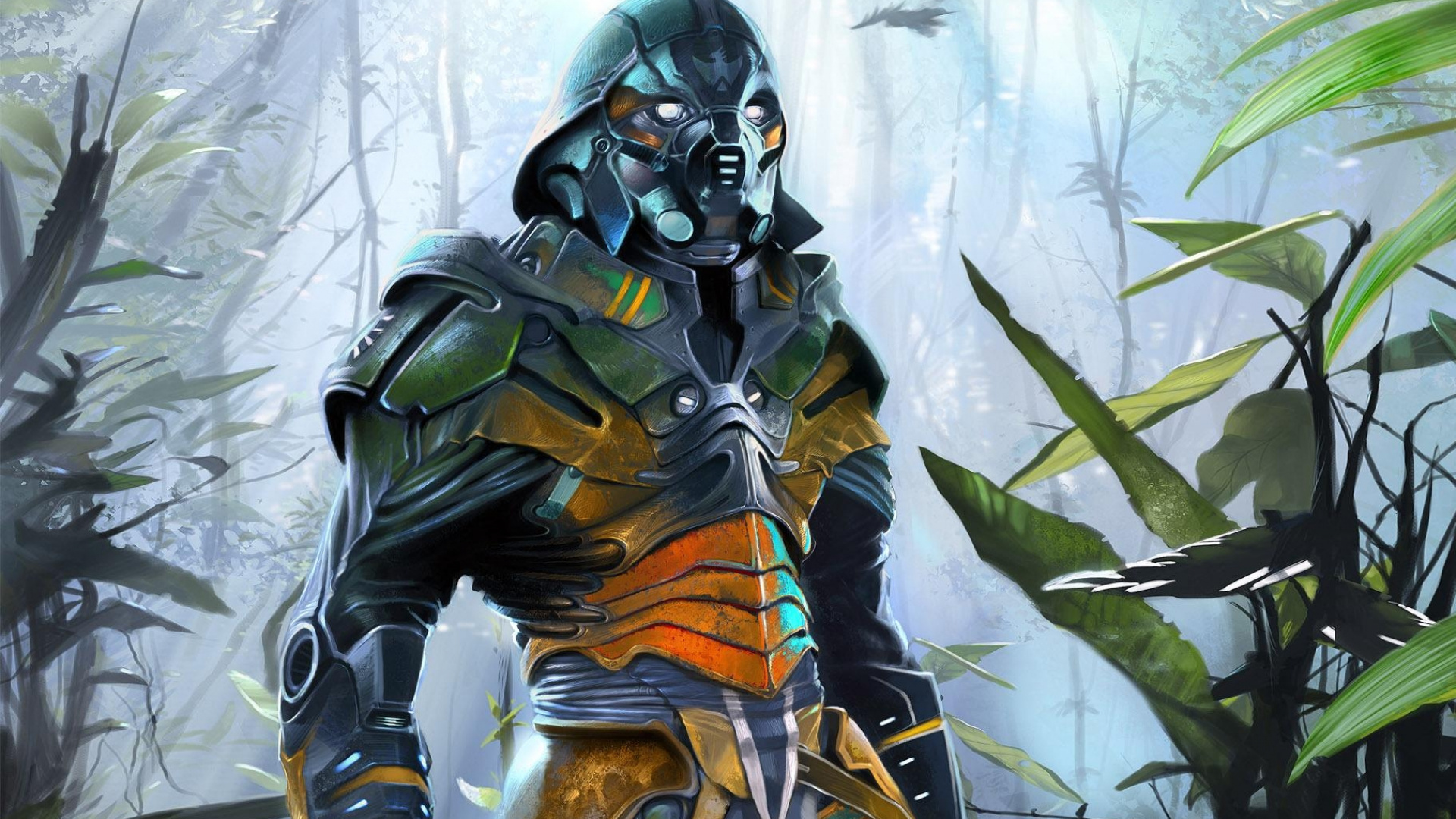 Обои фикция, робот, броня, фантастика, доспехи в разрешении 1920x1080