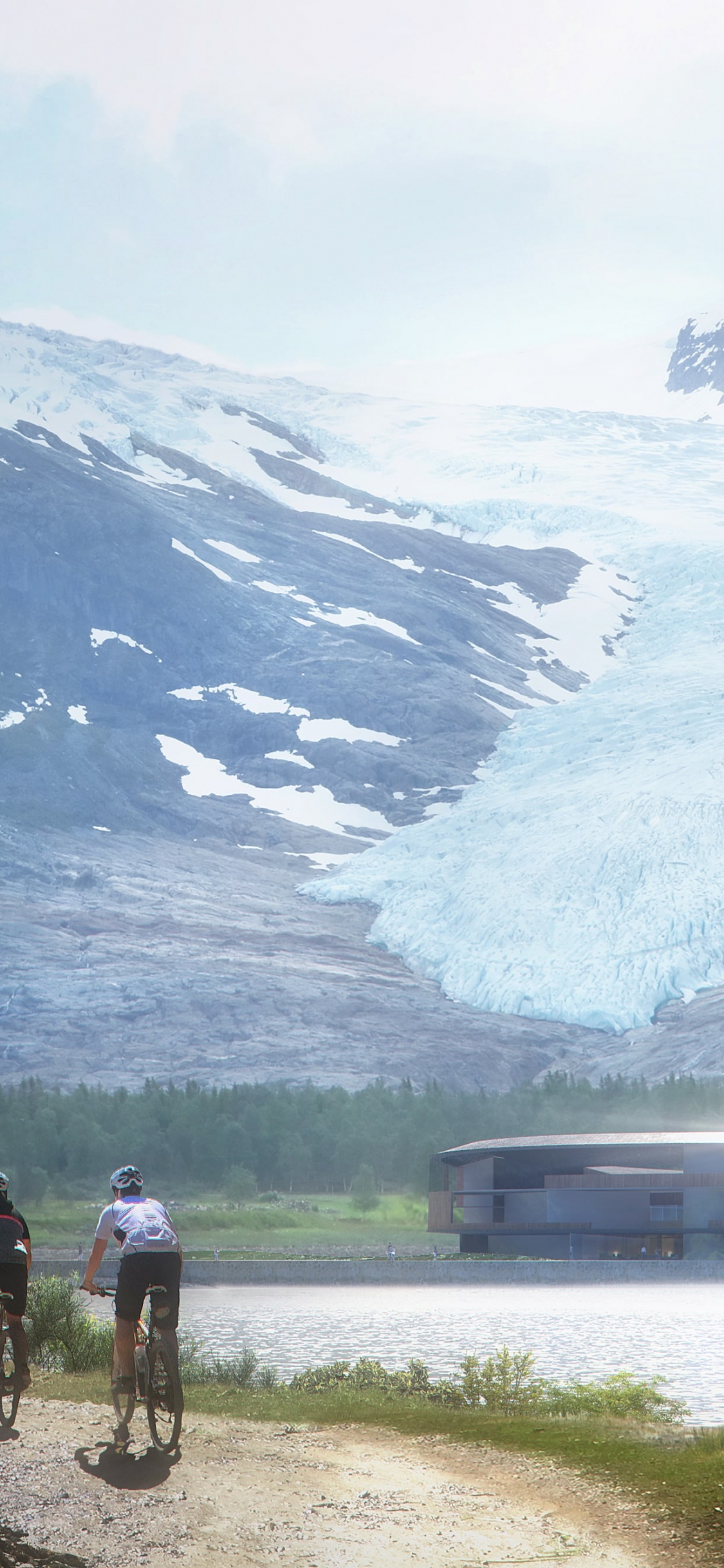 Обои Свартисен, архитектура, нагорье, горный хребет, гора в разрешении 1125x2436