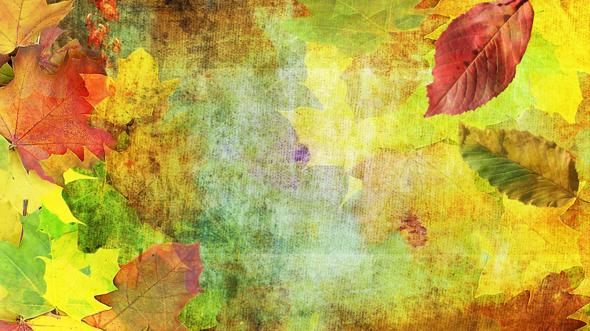 Обои осень, лист, желтый, акварельные краски, живопись в разрешении 1920x1080