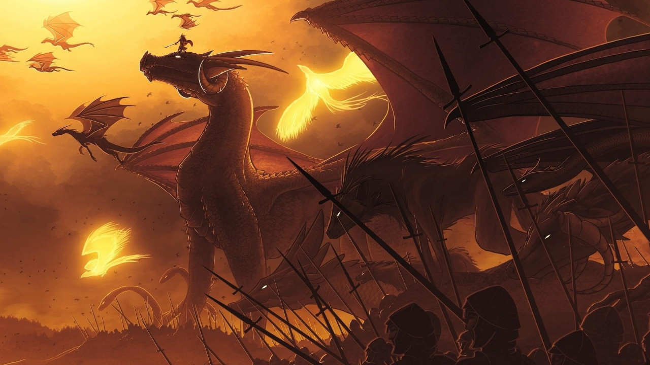 Обои дракон, иллюстрация, мифическое существо, фикция, мифология в разрешении 1280x720
