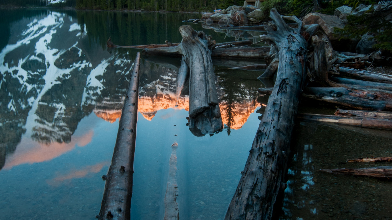 Обои национальный парк банф, моренное озеро, лук озеро, озеро Агнес, Mount Norquay в разрешении 1280x720