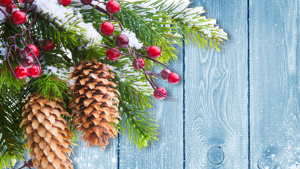 Обои елка, Рождественский день, рождественский орнамент, сосна, ветвь в разрешении 1280x720