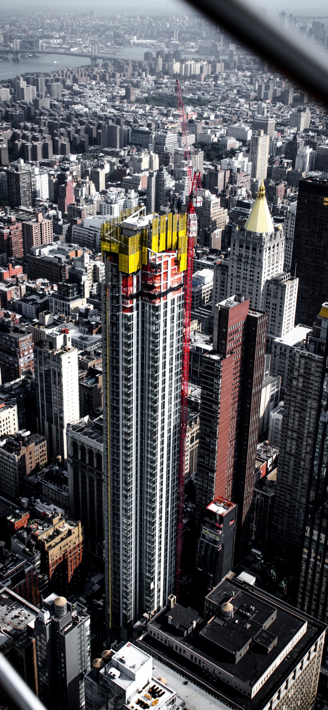 Обои Нью-Йорк, небоскреб, метрополия, городской район, городской пейзаж в разрешении 1125x2436