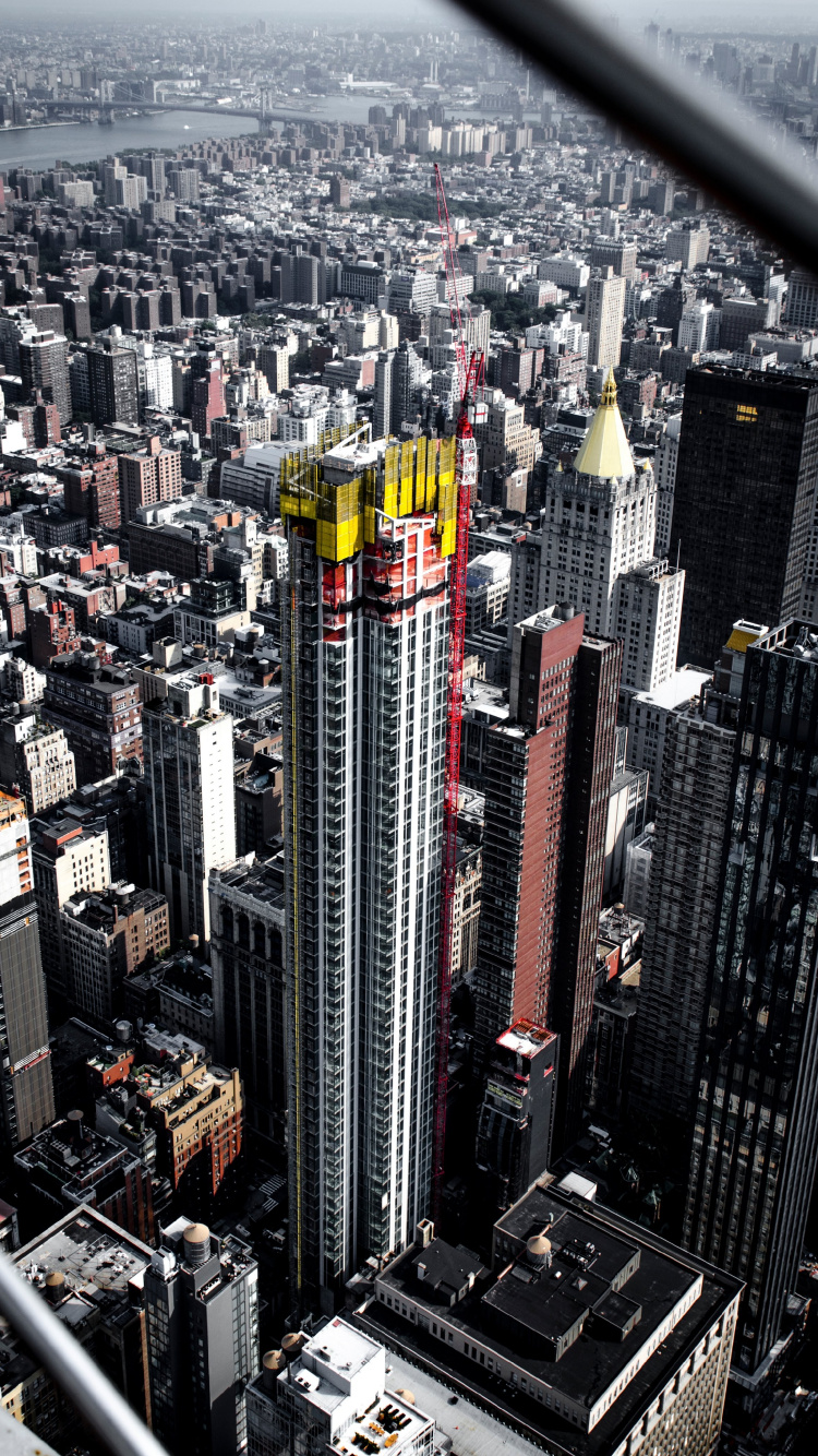 Обои Нью-Йорк, небоскреб, метрополия, городской район, городской пейзаж в разрешении 750x1334