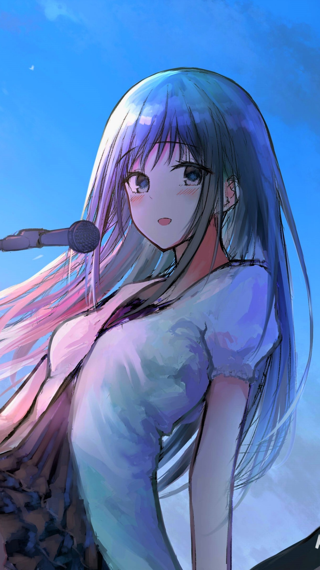 Обои аниме, мультфильм, длинные волосы, иллюстрация, каштановые волосы в разрешении 1080x1920