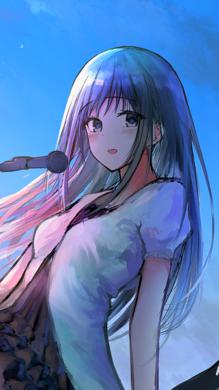 Обои аниме, мультфильм, длинные волосы, иллюстрация, каштановые волосы в разрешении 750x1334