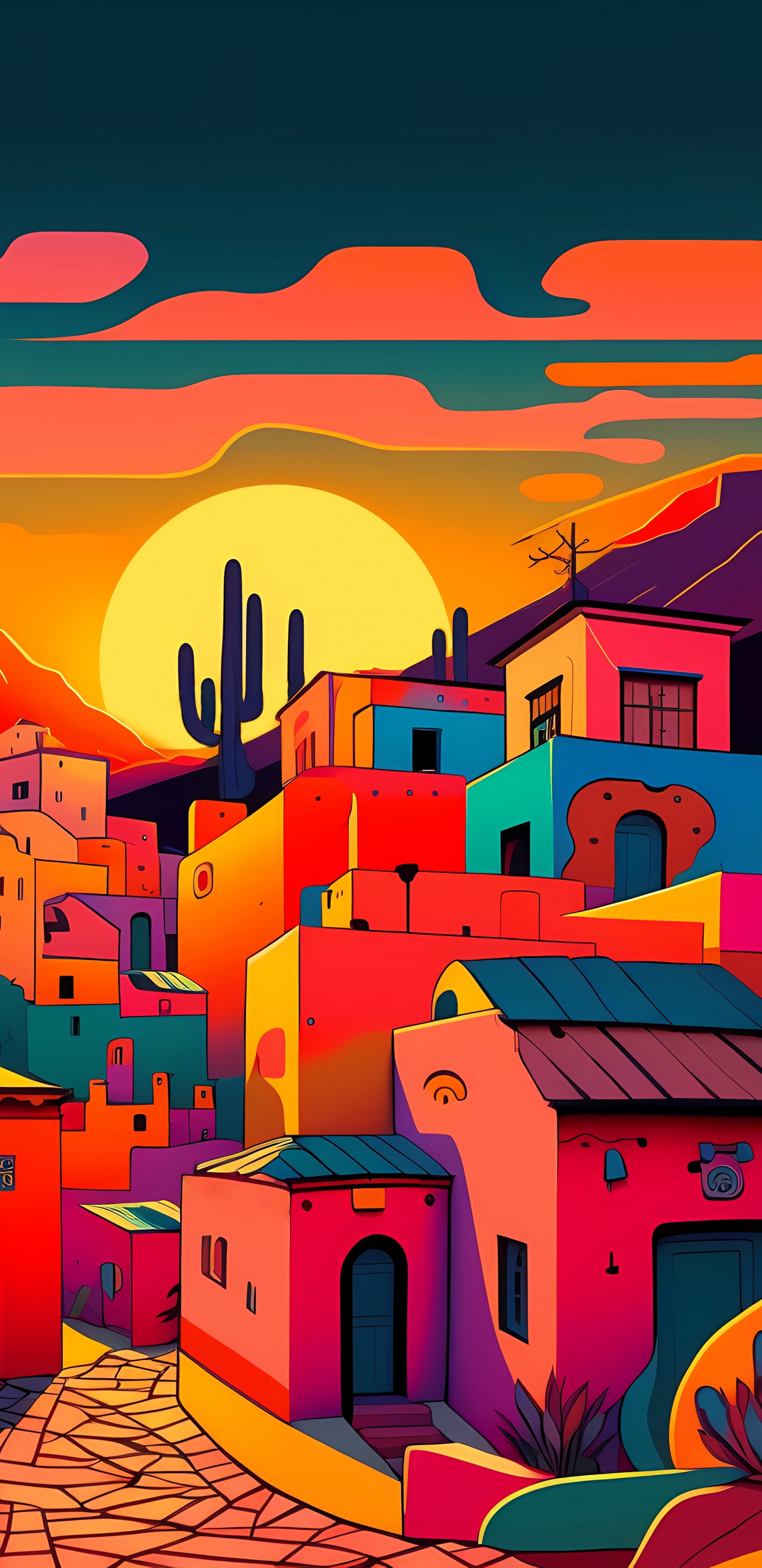 Обои мир, природа, лазурный, Оранжевый цвет, архитектура в разрешении 1440x2960