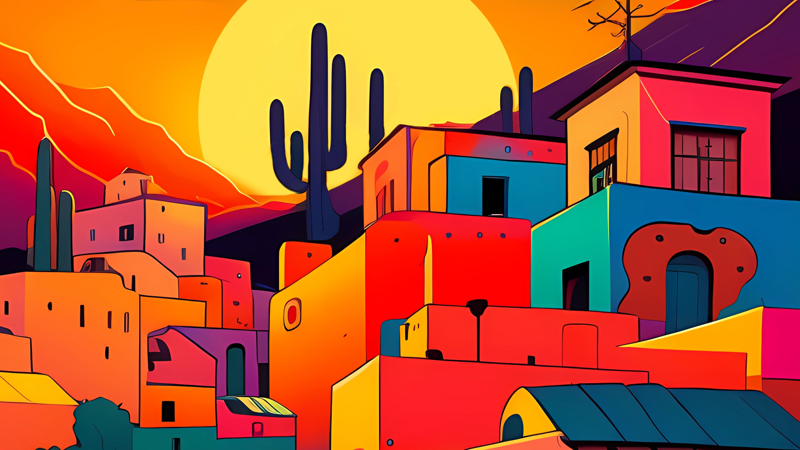 Обои мир, природа, лазурный, Оранжевый цвет, архитектура в разрешении 2560x1440