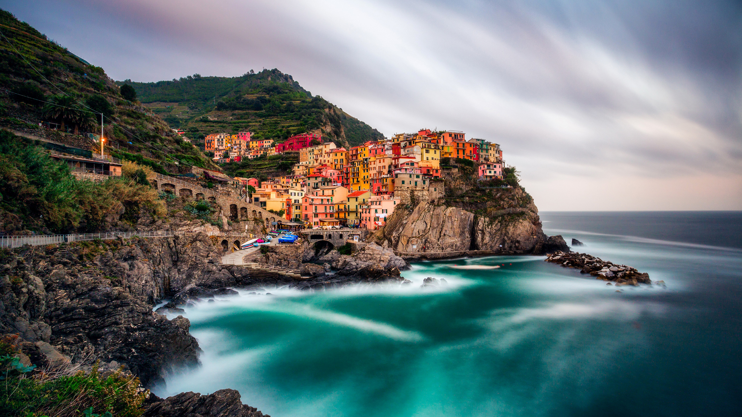 Обои Манарола, Лигурийское море, побережье, водоем, природа в разрешении 2560x1440