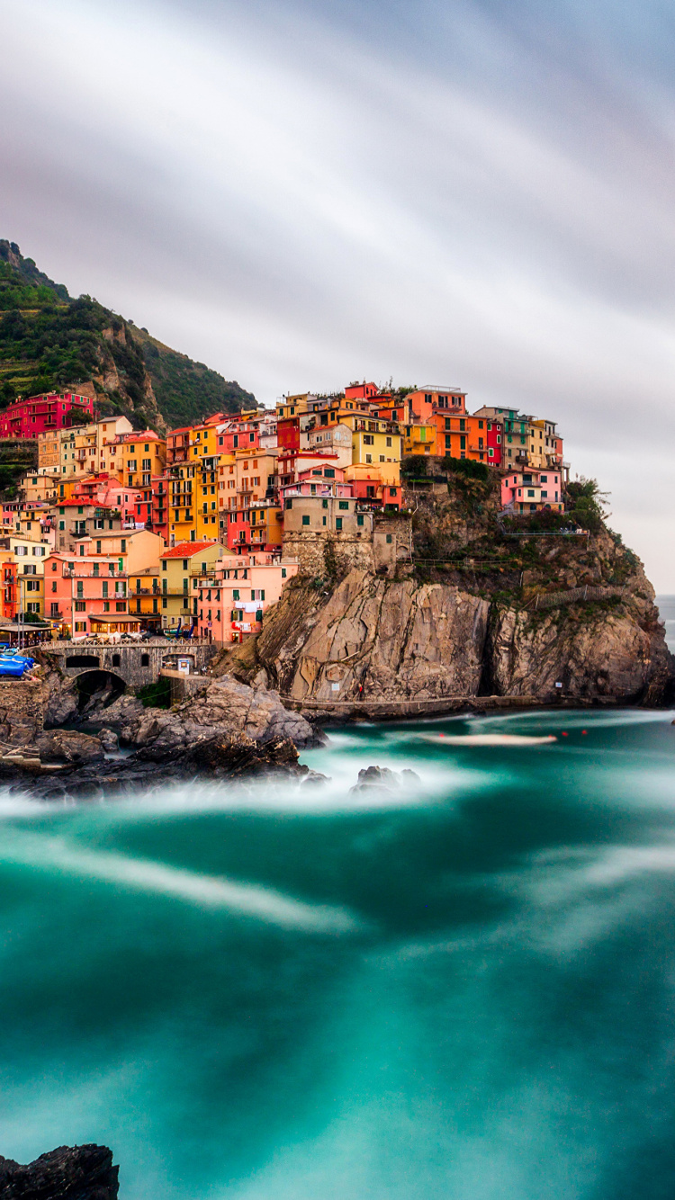 Обои Манарола, Лигурийское море, побережье, водоем, природа в разрешении 750x1334