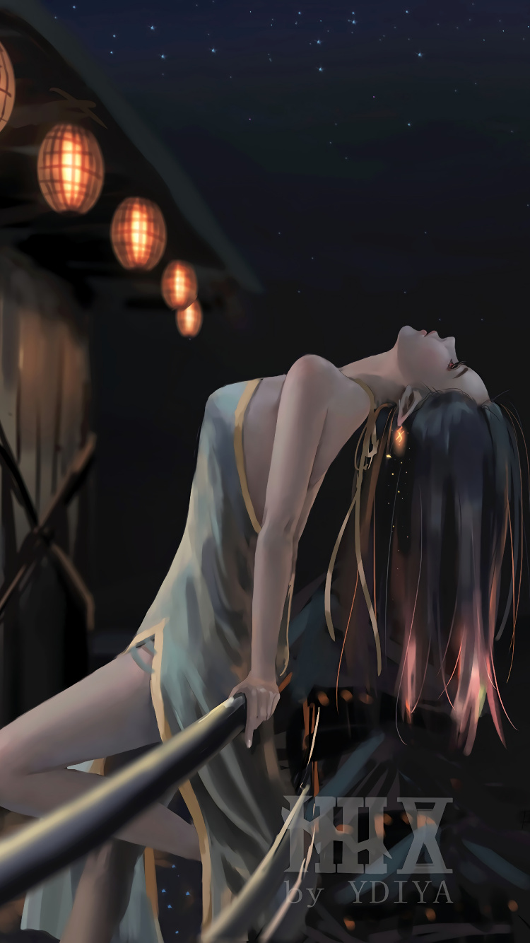 Обои арт, аниме, темнота, ночь, игры в разрешении 750x1334