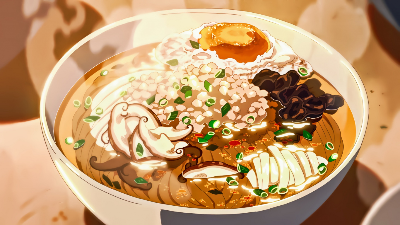 Обои вкусы молодежной лапши аниме, аниме, анимация, нетфликс, любовь в шанхае в разрешении 1366x768