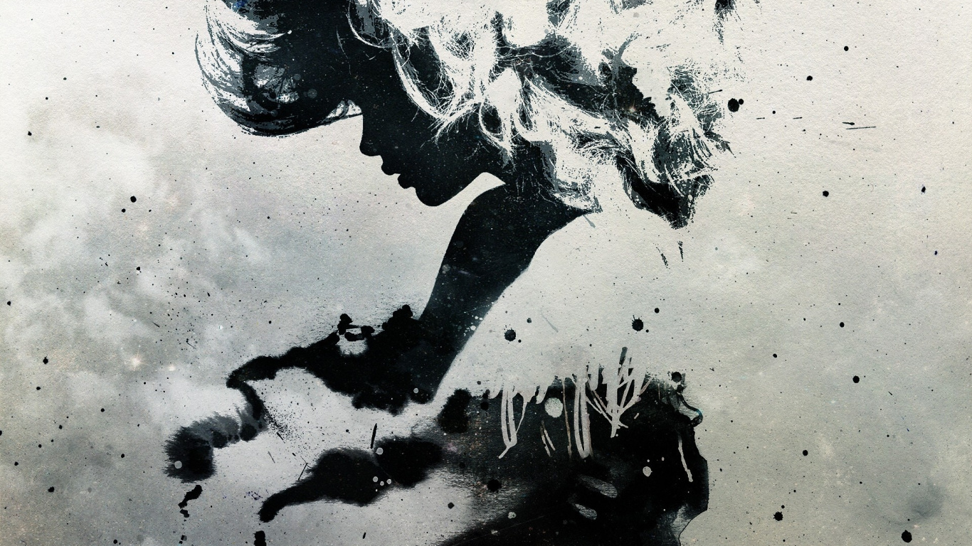 Обои абстрактное искусство, графический дизайн, монохромный, иллюстрация, монохромный режим в разрешении 1366x768