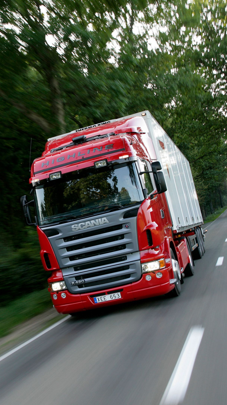 Обои Скания АБ, грузовик, транспорт, авто, асфальт в разрешении 750x1334