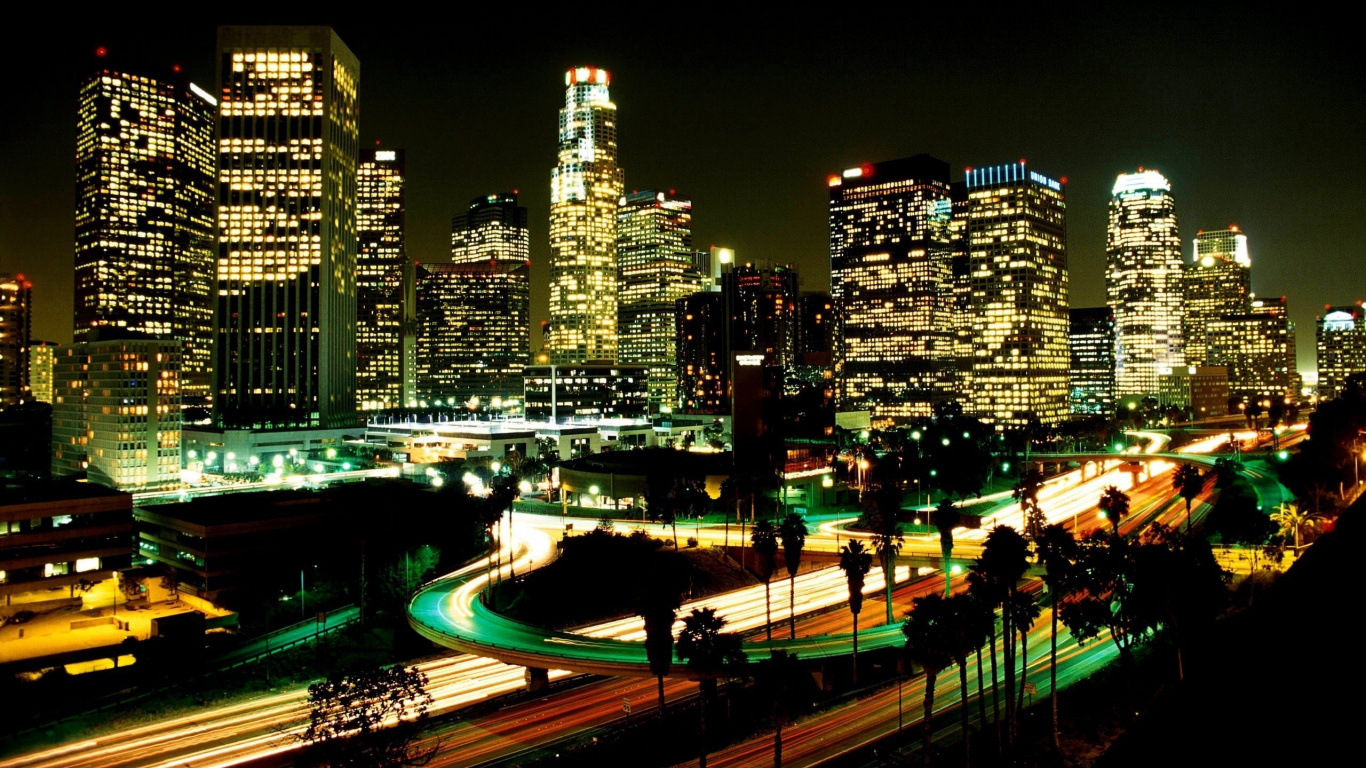 Обои Лос-Анджелес, город, городской пейзаж, метрополия, городской район в разрешении 1366x768