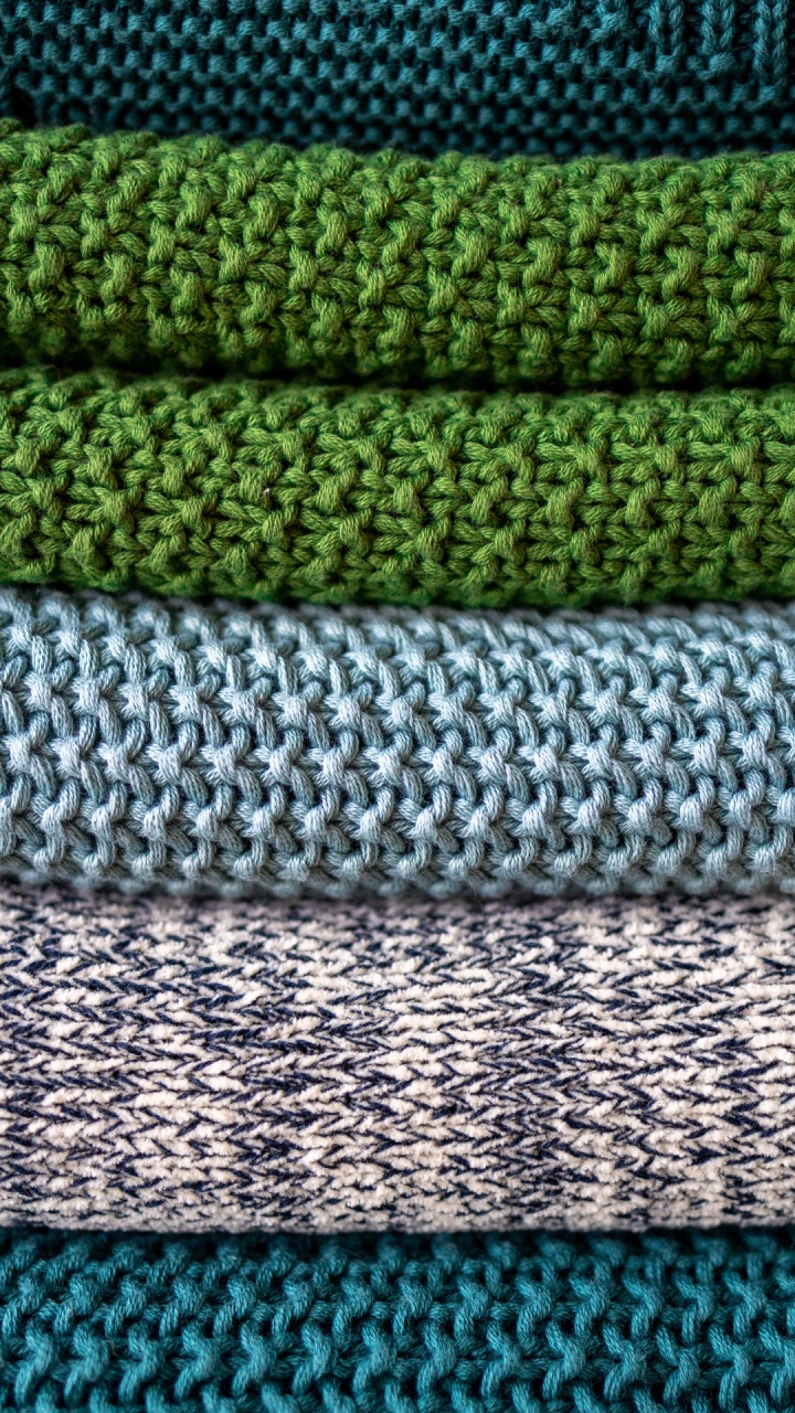 Обои вязание, синий, зеленый, лазурный, ткань в разрешении 720x1280
