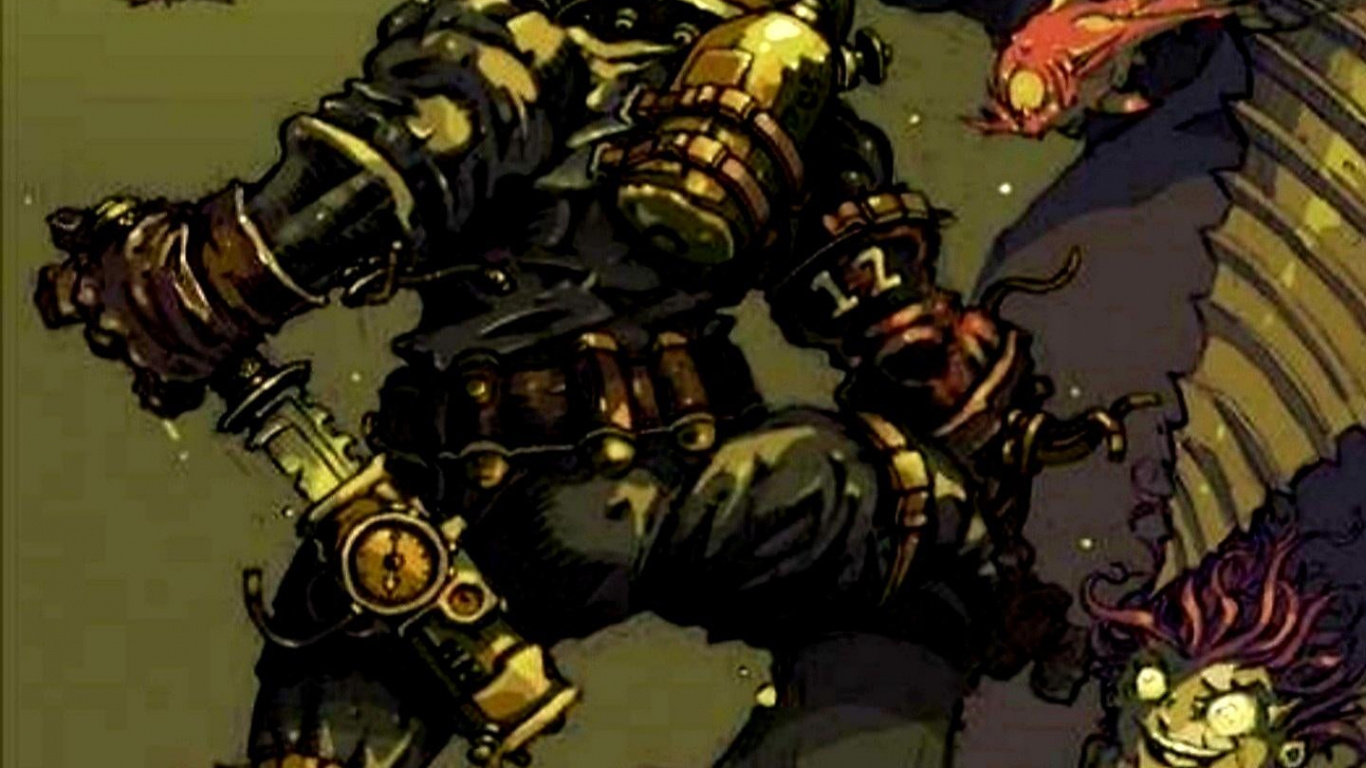 Обои bioshock bouncer art, игра BioShock, bioshock infinite, В BioShock 2, большой папочка в разрешении 1366x768