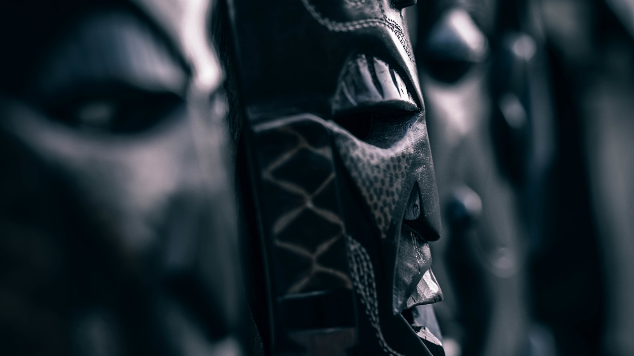 Обои Африканская маска, Африка, Традиционные африканские маски, африканское искусство, лицо в разрешении 1280x720