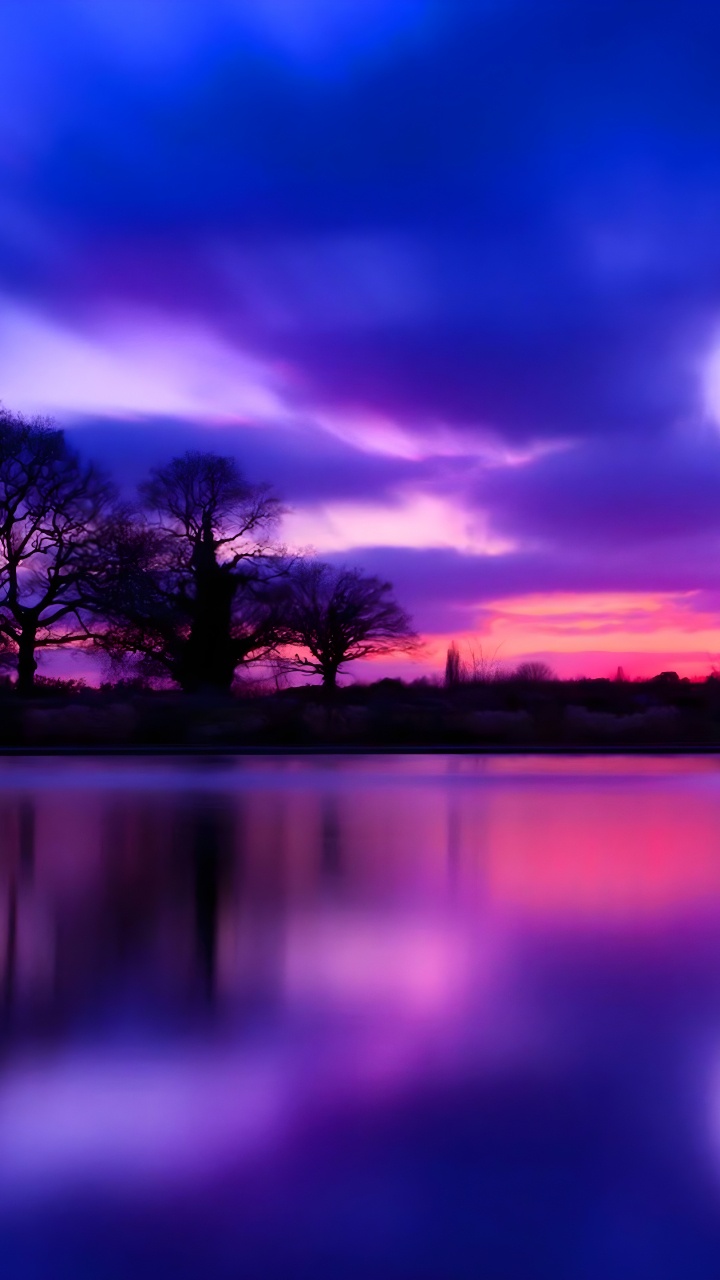 Обои закат, синий, облако, вода, гидроресурсы в разрешении 720x1280