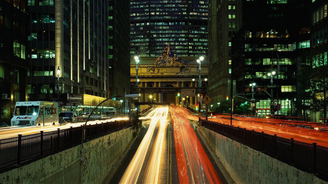 Обои ночь, метрополия, городской район, город, городской пейзаж в разрешении 1280x720