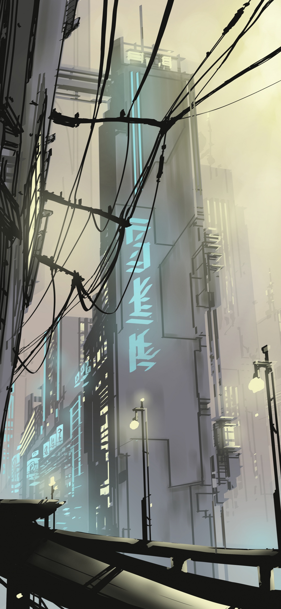 Обои стекло, архитектура, городской район, снимок, линия в разрешении 1125x2436