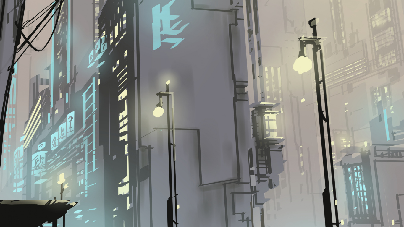 Обои стекло, архитектура, городской район, снимок, линия в разрешении 1366x768