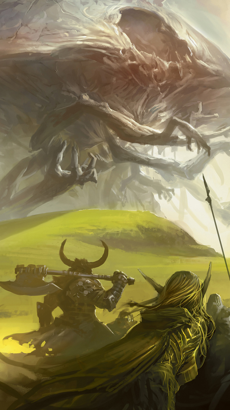 Обои magic the gathering, игральная карта, иллюстрация, фикция, битва в разрешении 750x1334
