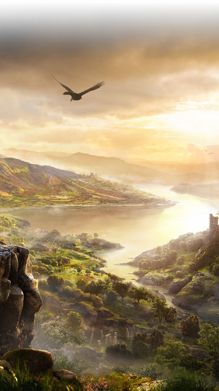 Обои assassins creed valhalla, assassins creed, ассассинс Крид братство, ubisoft, облако в разрешении 720x1280