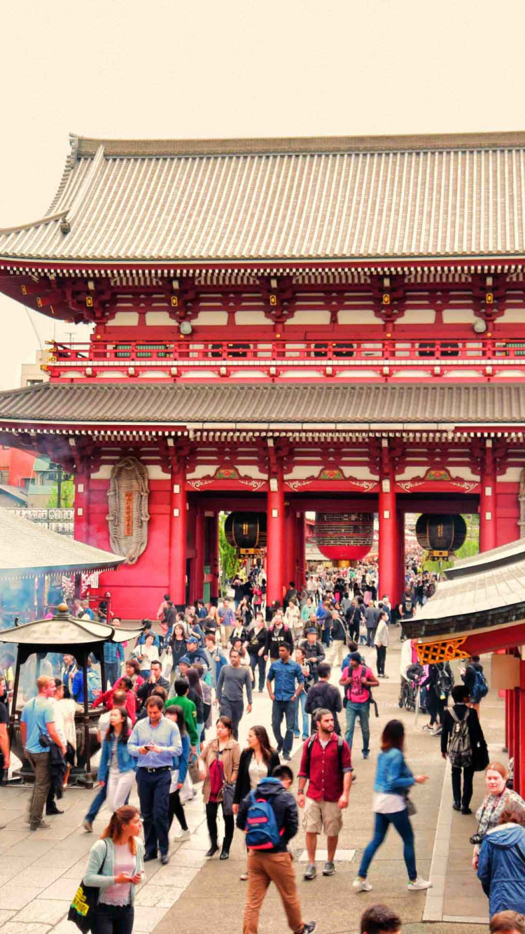 Обои hzmon, Сенс-Цзи, синтоистский храм, храм, достопримечательность в разрешении 750x1334