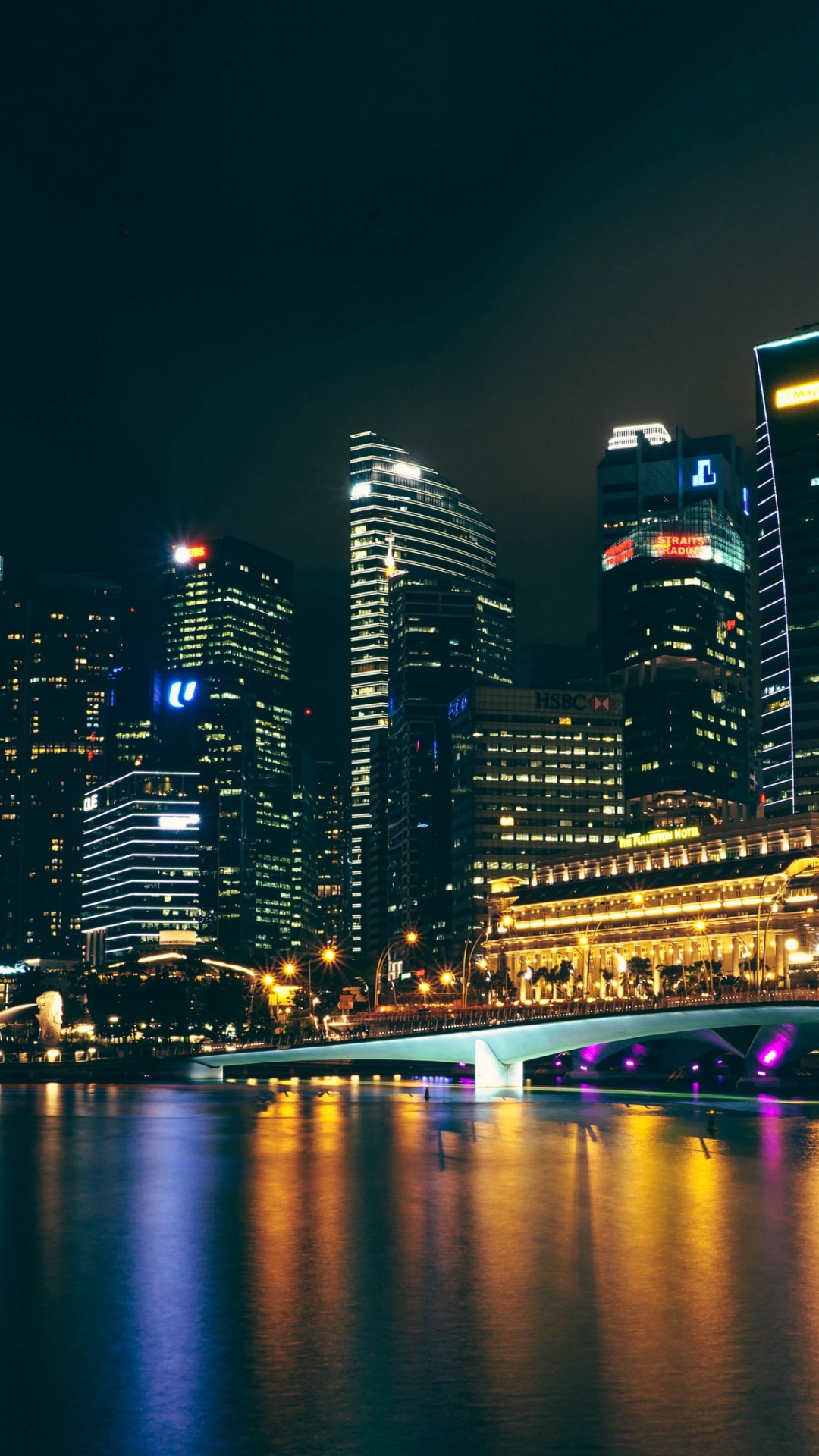 Обои город, городской пейзаж, метрополия, линия горизонта, ночь в разрешении 1080x1920